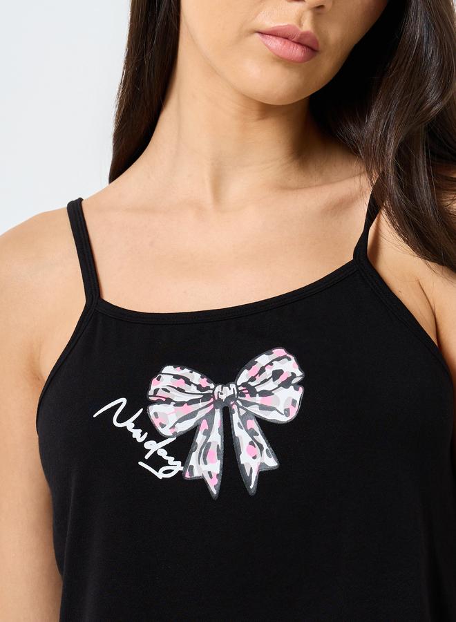 تايك تو طقم كامي وشورت بطبعة شريط مزدوج - Image 3