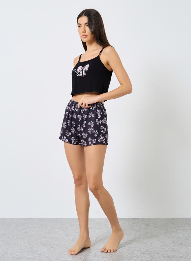 تايك تو طقم كامي وشورت بطبعة شريط مزدوج - Image 1