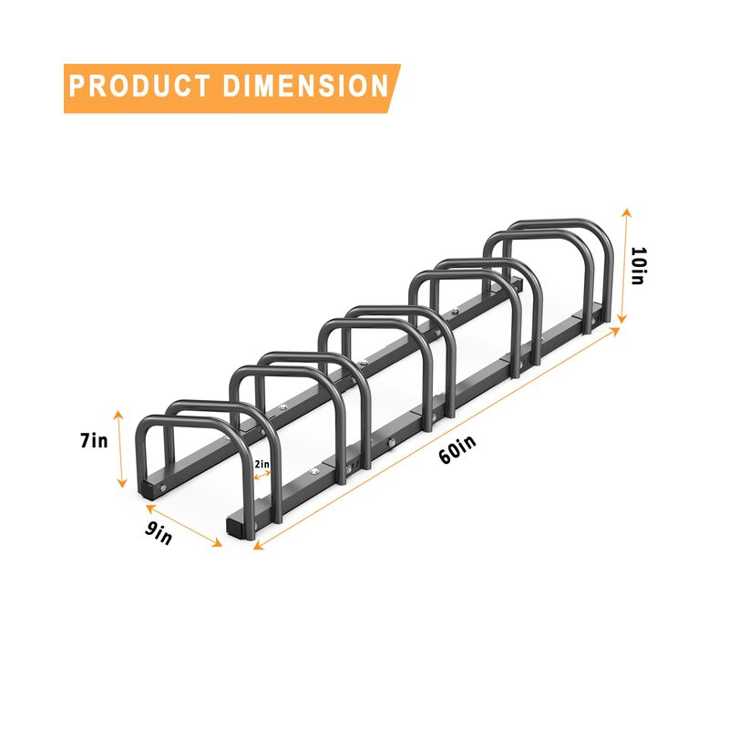 حامل دراجات أرضي للجراج، يتسع لست دراجات، حامل دراجات لركن الدراجات للاستخدام الداخلي والخارجي، يناسب عجلات بعرض إطار 2 بوصة ومقاس 22-28 بوصة - Image 2