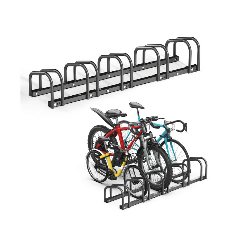 حامل دراجات أرضي للجراج، يتسع لست دراجات، حامل دراجات لركن الدراجات للاستخدام الداخلي والخارجي، يناسب عجلات بعرض إطار 2 بوصة ومقاس 22-28 بوصة - Image 1