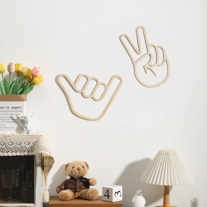Rmeosye Boys Playroom Wall Decor, Wooden Shaka Wall Sign, Boys Room Decor Set of 2 (Shaka & Victory) - Image 1