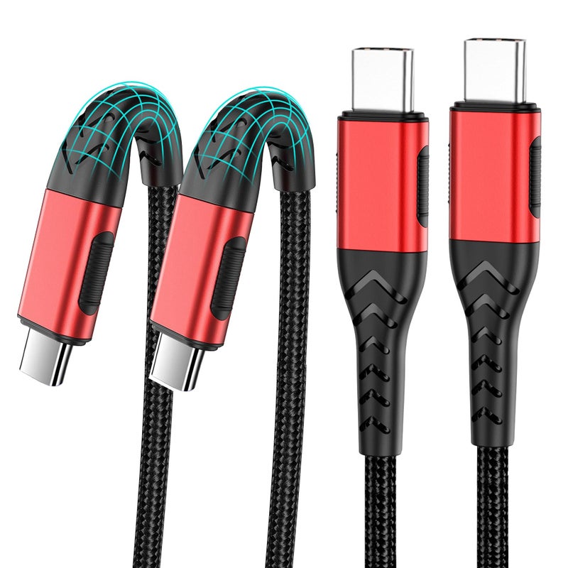 Durcord USB C to USB C Cable, 2Pack 60W 10ft USB C Charger Cable Fast Charging for Android/Phone/Pad, Type C to Type C Charger Braided Compatible with iPhone 15 Pro/Plus/Max/Android/Phone/Pad Red - Image 1