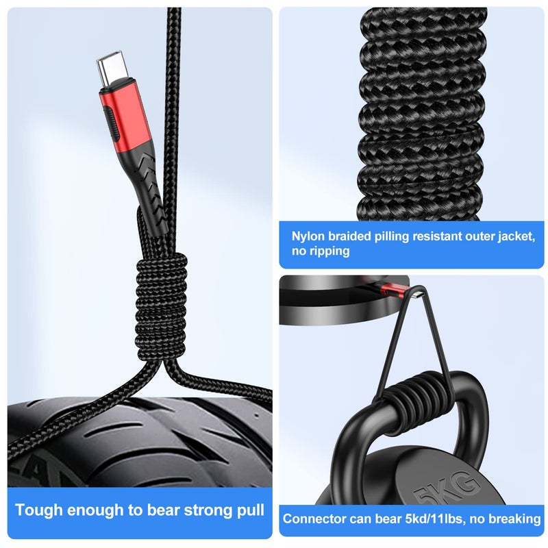 Durcord USB C to USB C Cable, 2Pack 60W 10ft USB C Charger Cable Fast Charging for Android/Phone/Pad, Type C to Type C Charger Braided Compatible with iPhone 15 Pro/Plus/Max/Android/Phone/Pad Red - Image 2