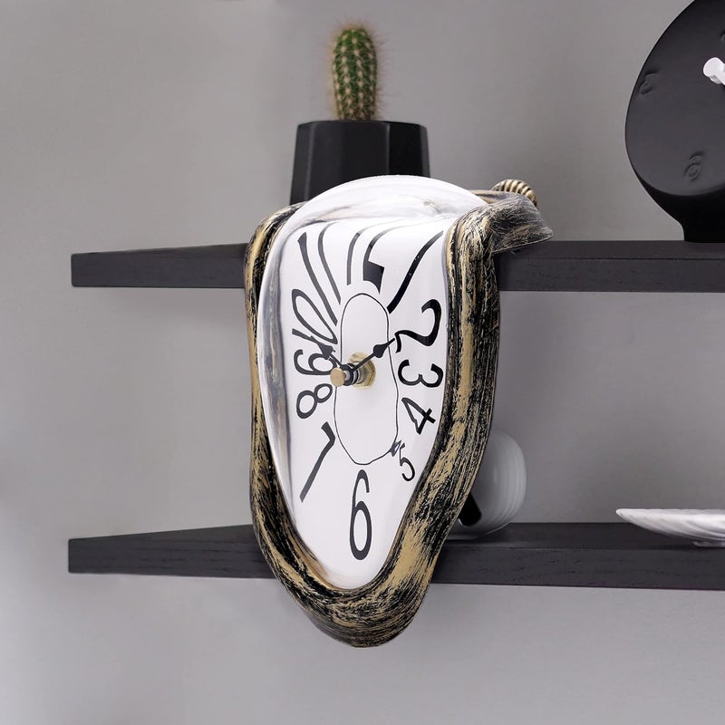 Lafocuse Melting Clock for Shelf, Salvador Dali Clock Silent Non-Ticking Battery Operated Office Home Décor - Image 2
