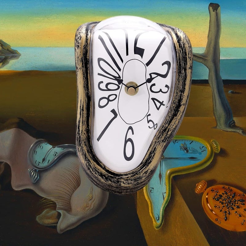 Lafocuse Melting Clock for Shelf, Salvador Dali Clock Silent Non-Ticking Battery Operated Office Home Décor - Image 1