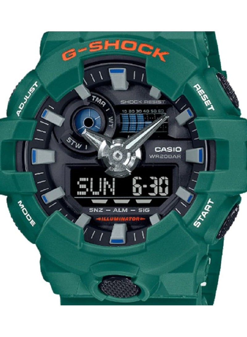 جي شوك ساعة رجالية جي شوك انالوج رقمية سوداء بسوار من الراتنج GA-700SC-3AD - Image 3