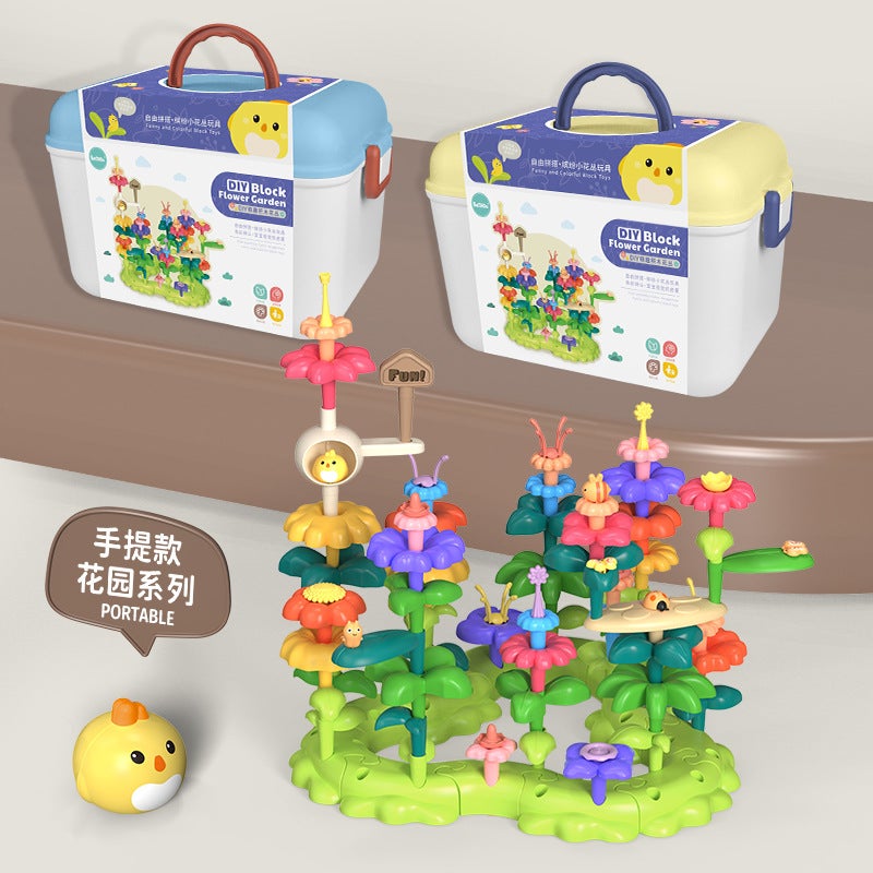 Children'S Building Blocks Flower Collapsing Toys For Girls Educational Variables Garden Building Blocks Flower Arrange Toy Storage Box - Image 2