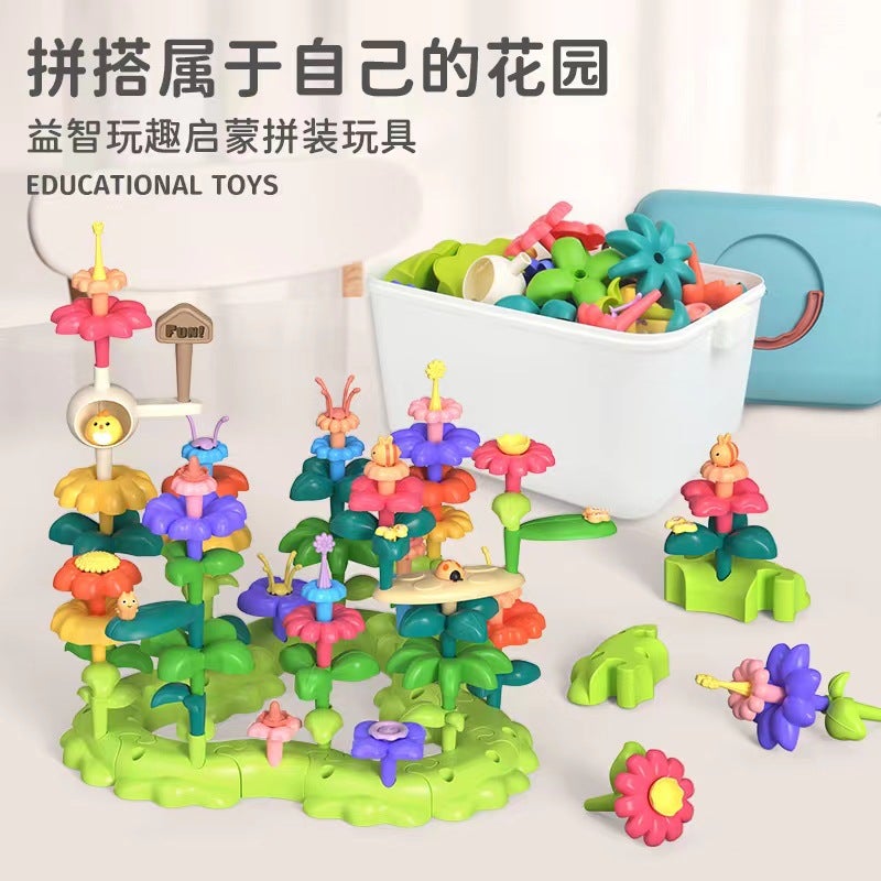 Children'S Building Blocks Flower Collapsing Toys For Girls Educational Variables Garden Building Blocks Flower Arrange Toy Storage Box - Image 3