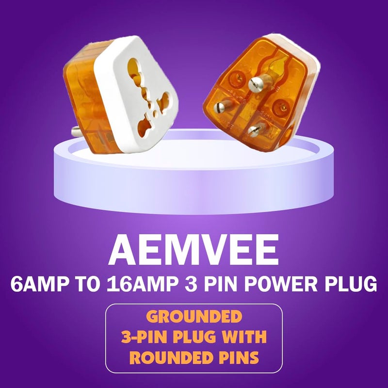 AEMVEE 6A to 16A Converter Plug | Heavy-Duty 6 Amp to 16 Amp Socket Adapter for AC, Refrigerator, Geyser & Heavy Appliances | Universal 3-Pin 16A Extension Compatible | Pack of 10 - Image 5