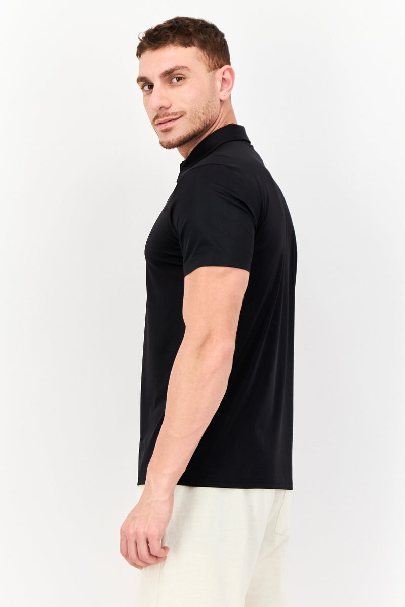RBX Men Sportswear Fit Short Sleeve Outdoor Polo Shirt, Black - Image 3