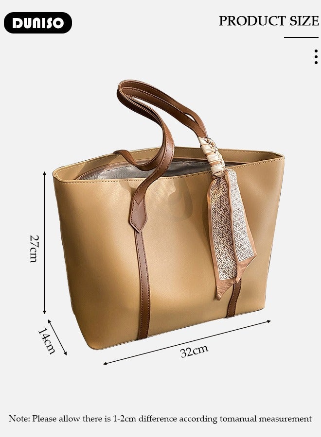 DUNISO Women's Shoulder Tote Bag Faux Leather Handbag For Women Large Capacity Bucket Bag Fashionable Travel Messenger Shoulder Bag For Ladies Girls College Students - Image 4