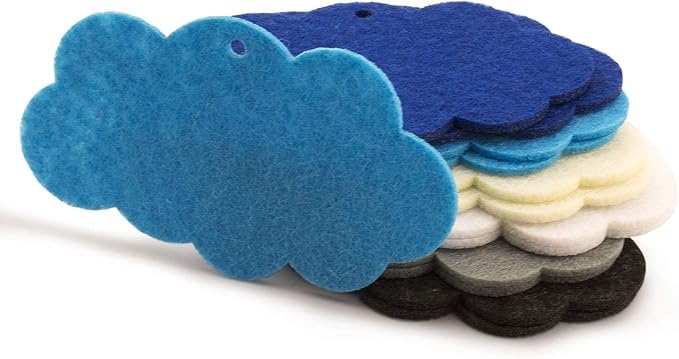 Curious Button Set of 10 pcs Felt Cloud Cutouts Multicolor – DIY Craft Shapes for Scrapbooking, Sewing, Kids Projects, Party, Home & Festival Decoration, Holiday Party décor - Image 2