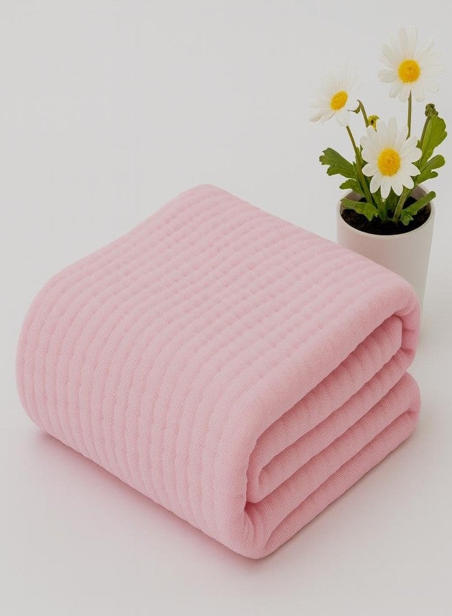 BASEEFY Muslin Baby Bath Towel Newborns Super Soft High Absorbent Cotton 6 Layer Towel Infants Toddlers Kids Boys Girls (105 * 105 CM, Pink) - Image 1