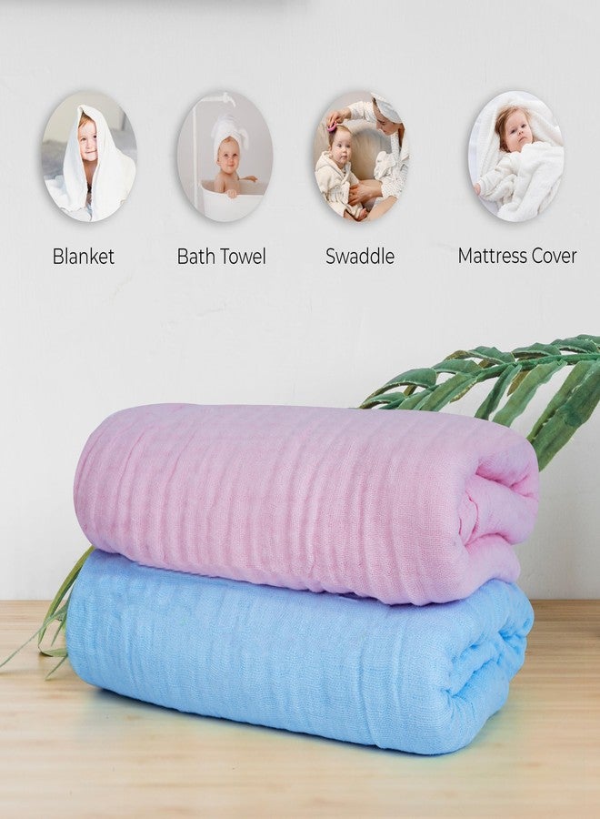BASEEFY Muslin Baby Bath Towel Newborns Super Soft High Absorbent Cotton 6 Layer Towel Infants Toddlers Kids Boys Girls (105 * 105 CM, Pink) - Image 3