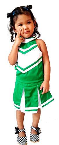 Total 2550 Little Girls' Cheerleader Cheerleading Outfit Uniform Costume Cosplay Green/White (L / 8-10) - Image 3