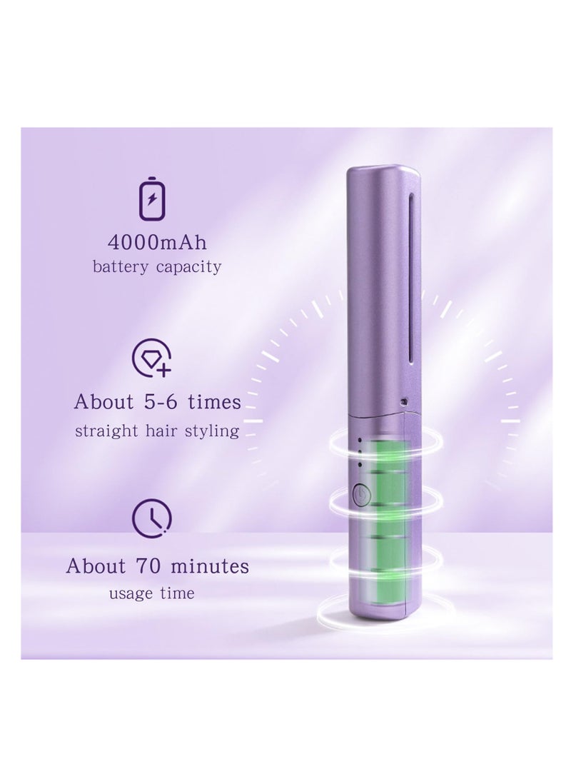 SYOSI Mini Hair Straightener, Rechargeable Hair Straightener Brush, Portable Straightening Brush with Anti-Static Negative Ion, Hot Comb Hair Straightener for Women, for All Hair Types (Purple) - Image 4