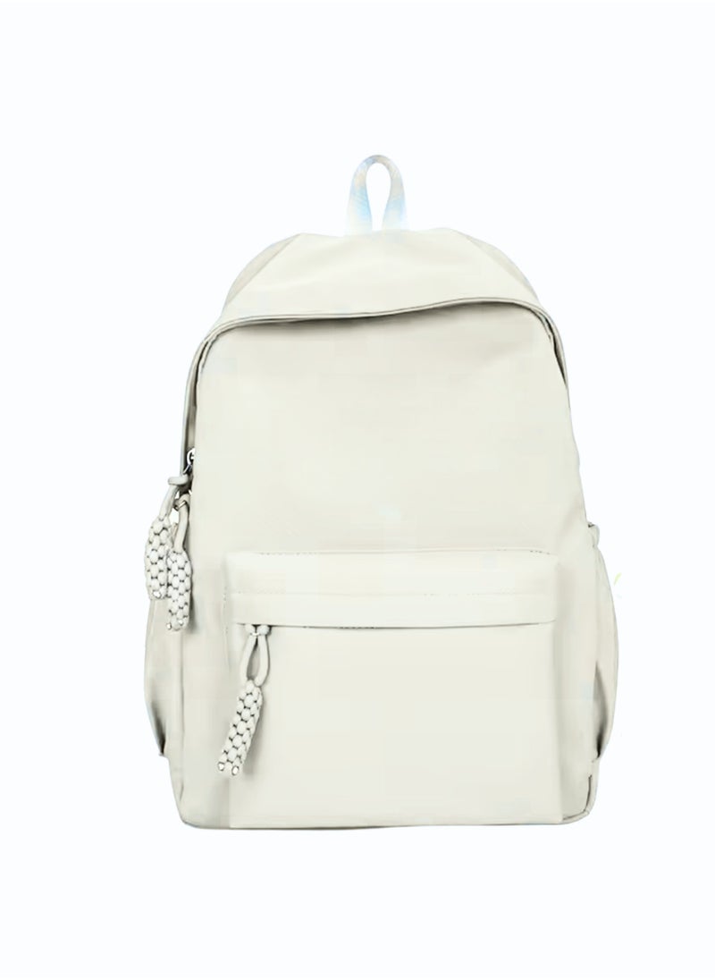 SamoDani Plain Color Backpack, Simple Elegant, Solid Color, Offwhite 