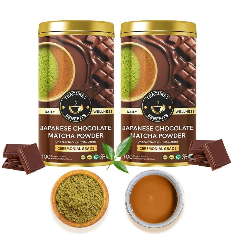 Teacurry Japanese Chocolate Matcha Powder - Brew Matcha Latte - Ceremonial Grade from Uji with Real Chocolate Powder - For Energy, Focus & Mood Enhance (50 Grams) - Image 1