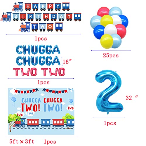 BEOXAGAR Chugga Chugga Two Two Party Decorations Train 2nd Birthday Cake Topper Supplies - Image 5