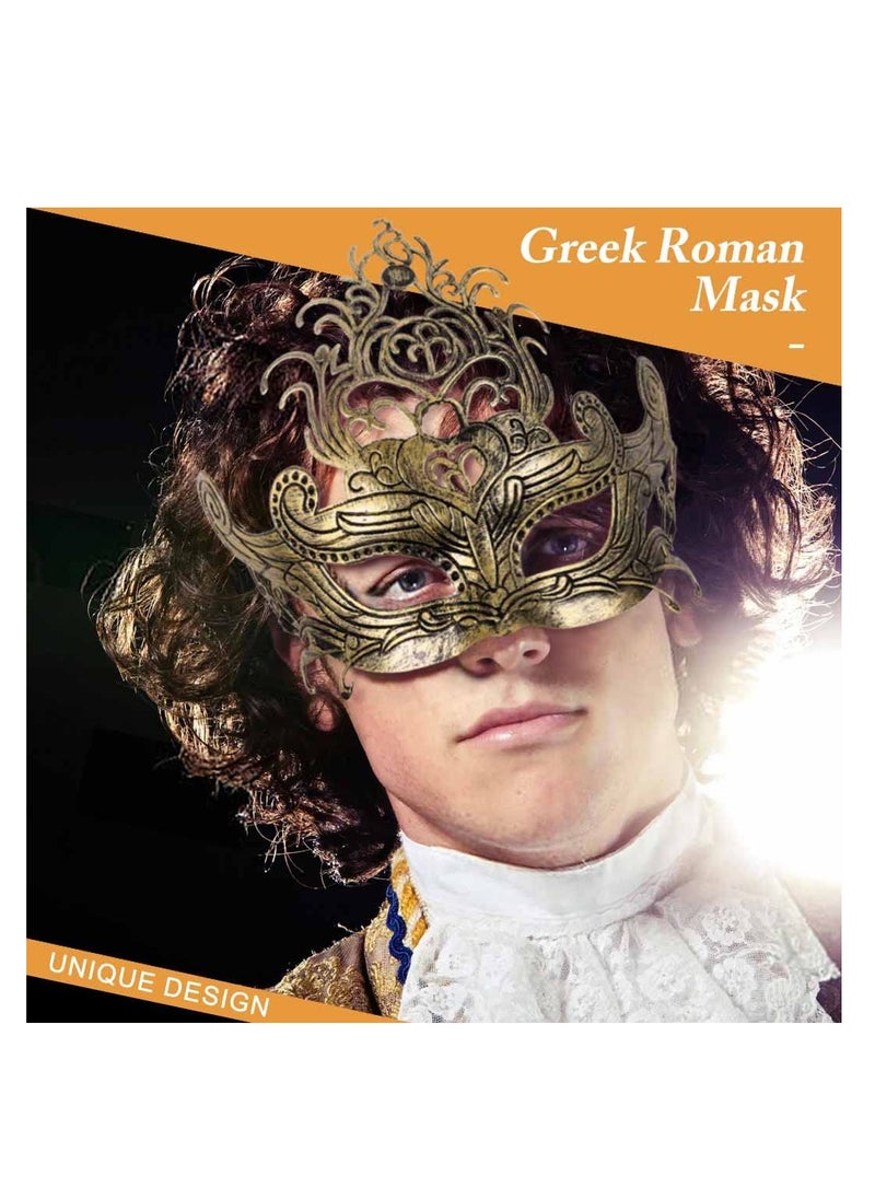 SYOSI - Vintage Masquerade Mask, Gold Greek Roman Mask Venetian Mardi Gras Eyemask Rave Mask Costume Accessory for Men - Image 1