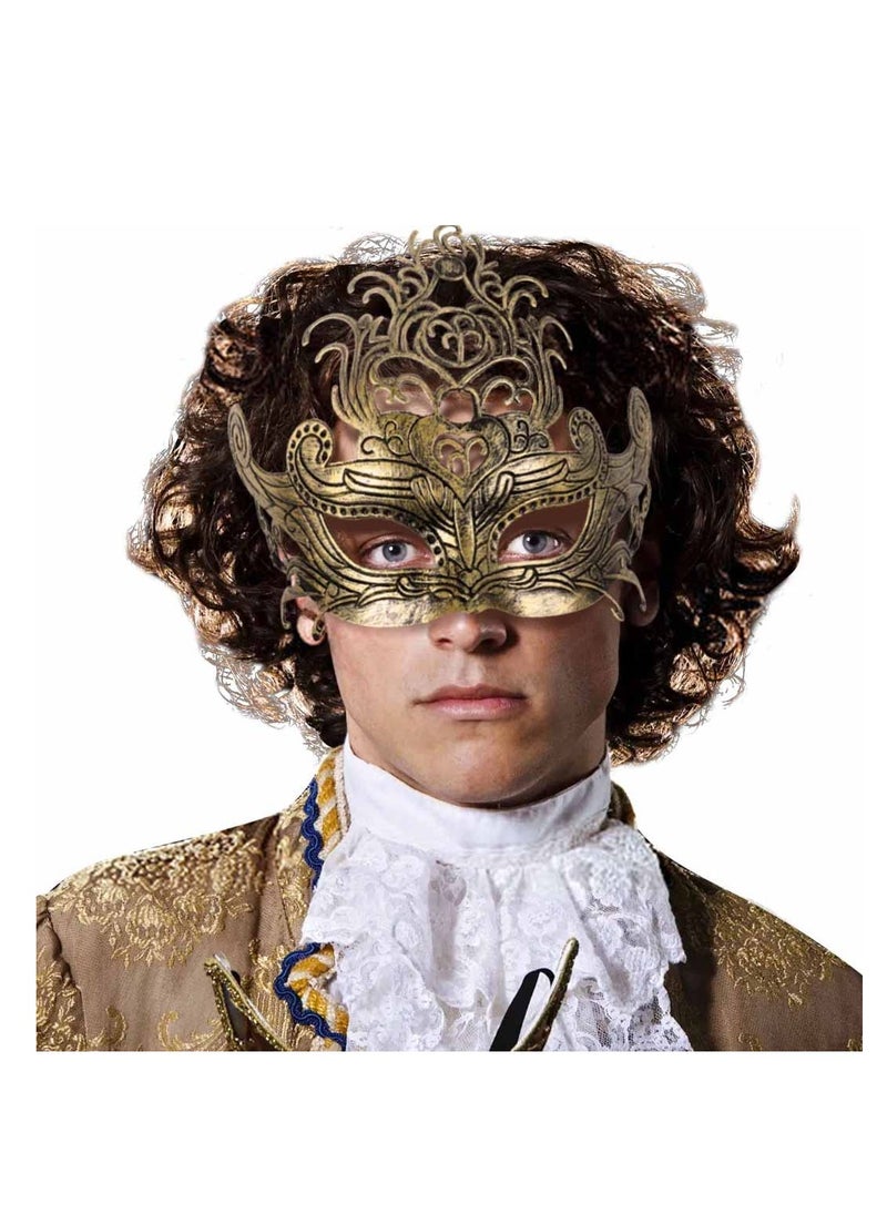 SYOSI - Vintage Masquerade Mask, Gold Greek Roman Mask Venetian Mardi Gras Eyemask Rave Mask Costume Accessory for Men - Image 1