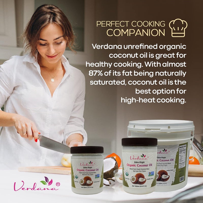 Verdana Extra Virgin Coconut Oil - USDA Organic, Unrefined Cold Pressed Oil for Baking and Cooking - 1 Gallon - Image 4
