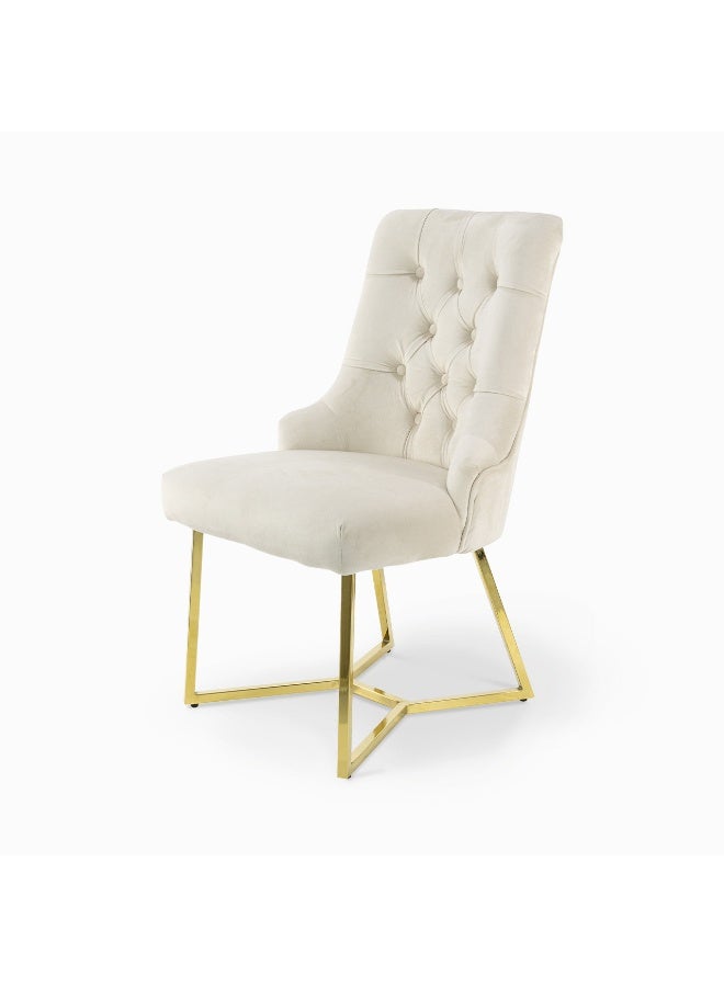 VANITY LIVING Rinerra Dining Chairs – Set of 2, Cream Velvet Upholstery with Chrome Metal Legs – Elegant Button-Tufted Accent Chairs for Dining Room or Living Room - Image 3