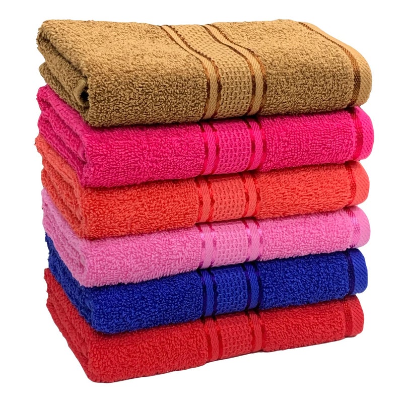 STAMIO Cotton 425 GSM Hand Towel Set of 6, 33 X 51 cm for Men, Women, Home Use, Gym, Wash Basin | Soft, Absorbent, Quick Dry, Small Size Towels - Image 1