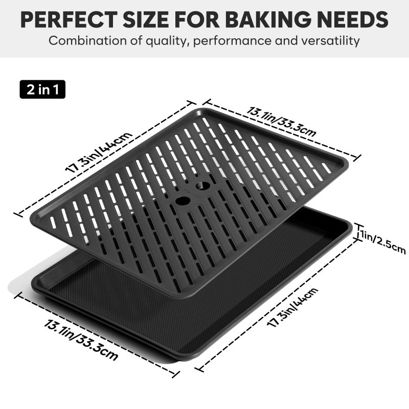 Fire More Half Sheet Pan with Cooling Rack 17.3â€ x 13.1â€, Cookie Sheets for Baking 0.8mm Thick Non Stick Baking Sheets for Oven Heavy Duty Baking Trays with Diamond Texture - Image 2