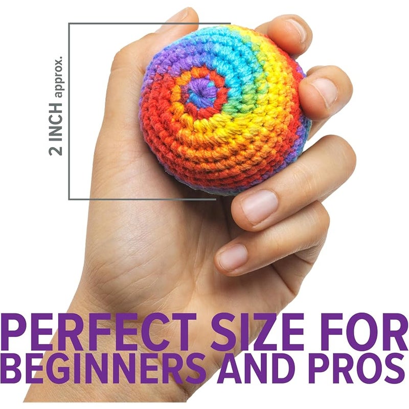 booni Handmade Crocheted Footbag- Pack of 3 – Durable Woven Cotton Kick Ball for Style Games, Juggling, Tricks & Outdoor Games – Made in Nepal - Image 2