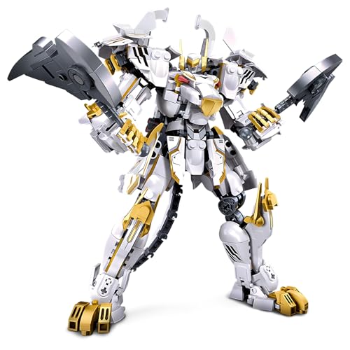 HIGH GODO Mech Robot Building Blocks Set for Adults Flexible Cool White Tiger Warrior Model Kit with TwoHanded Axes Weapon Toy Playset 679 Pieces Creative Mythical Ninja Gifts for Man Teens 14 - Image 1