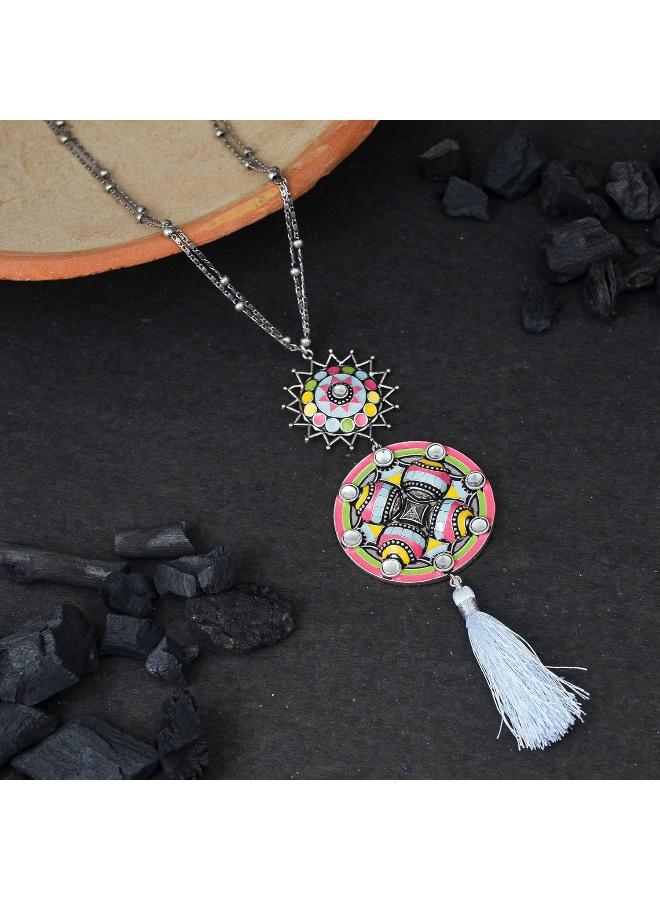 Voylla Folklore Tassel Enamelled Drop Necklace - Image 3