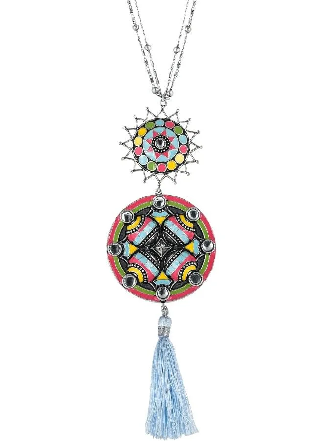 VOYLLA Voylla Folklore Tassel Enamelled Drop Necklace