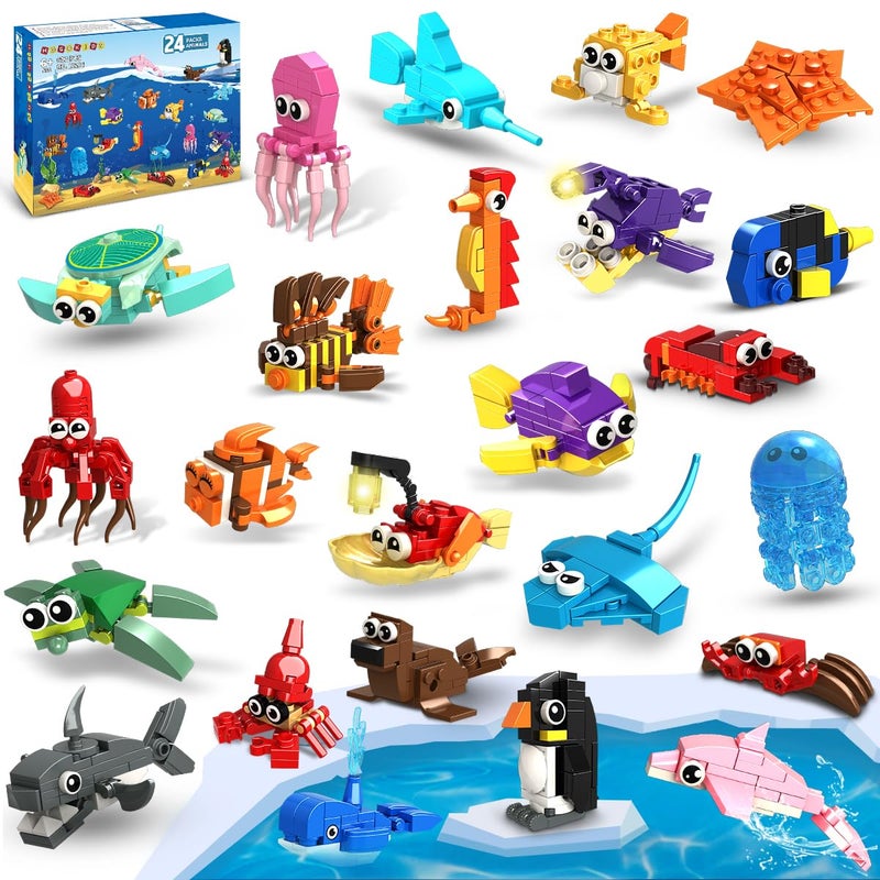 HOGOKIDS 24 Pack Party Favors for Kids Building Set 629PCS Mini Marine Animals Blocks Toy for Easter Valentines Day Goodie Bag Stuffers Classroom Prizes Gifts fo Kids Boy Girl Student Ages 612 - Image 3
