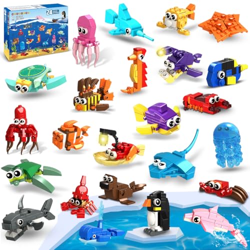 HOGOKIDS 24 Pack Party Favors for Kids Building Set 629PCS Mini Marine Animals Blocks Toy for Easter Valentines Day Goodie Bag Stuffers Classroom Prizes Gifts fo Kids Boy Girl Student Ages 612 - Image 1