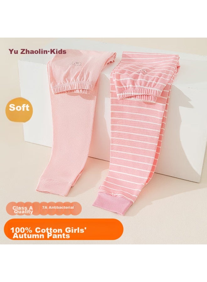 Yuzhaolin Girls' Autumn Long Johns, Pure Cotton, For Inner Wear, Autumn And Winter Base Layer, Thin Style, Children's Thermal Pants, For Older Children, Cotton-lined Pants, All-cotton Pajama Pants - Image 1