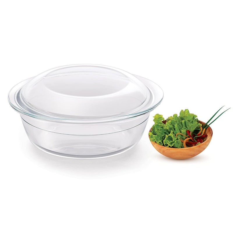 Treo by Milton 1700 Round Borosilicate Glass Casserole Bake N Serve Deep Round 1 Piece 1675ml Transparent Dishwasher Refrigerator Microwave Oven Safe Dish Bowl - Image 2