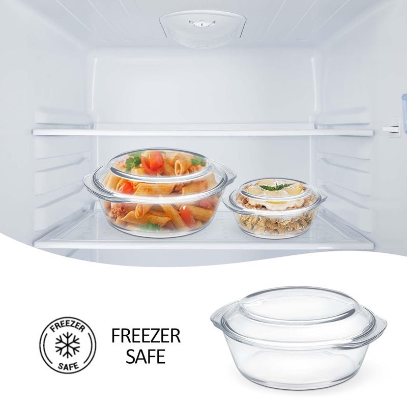 Treo by Milton 1700 Round Borosilicate Glass Casserole Bake N Serve Deep Round 1 Piece 1675ml Transparent Dishwasher Refrigerator Microwave Oven Safe Dish Bowl - Image 5