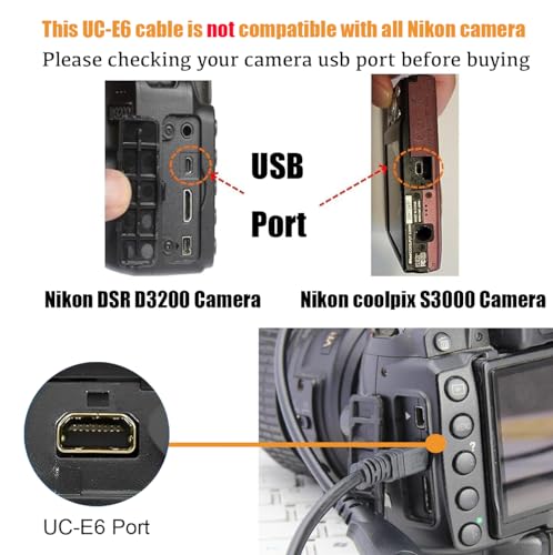 AlyKets USB Cable Photo Transfer Cable UC-E6 for Nikon D3300 D750 D5300 D7200 D3200, Coolpix B500 L340 L32 L29 L31 A10 A300 A100, Compatible with Nikon Coolpix & DSLR, UC-E23 UC-E17 Charger Cord - Image 3