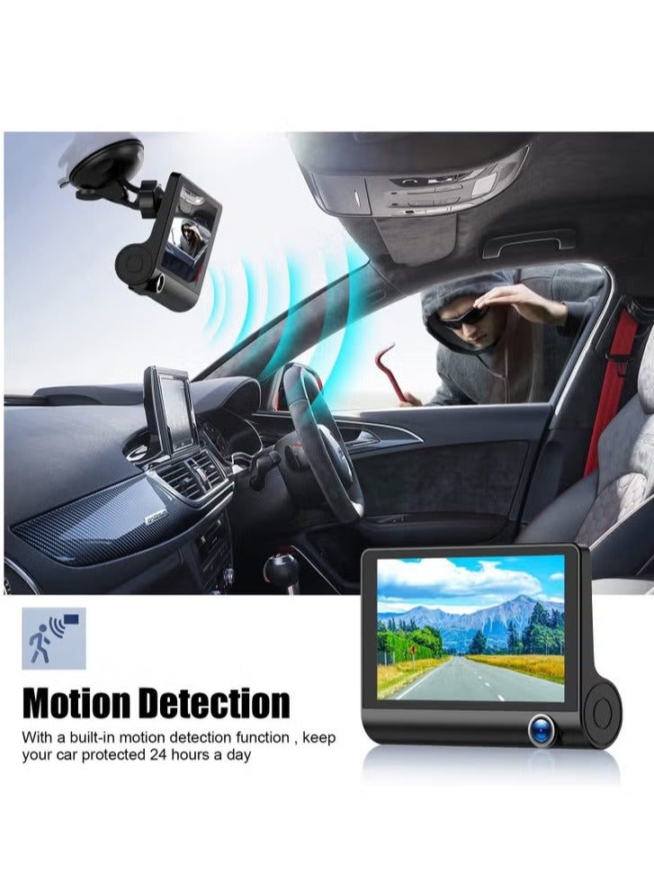 AROAQ Car Dash Cam, 1080p Full HD Front And Rear Car Camera, 4" LCD Display 140° Wide Angle Dash Cam With Night Vision And Motion Detection, Three Way Triple Car Camera With Loop Recording And G Sensor - Image 4