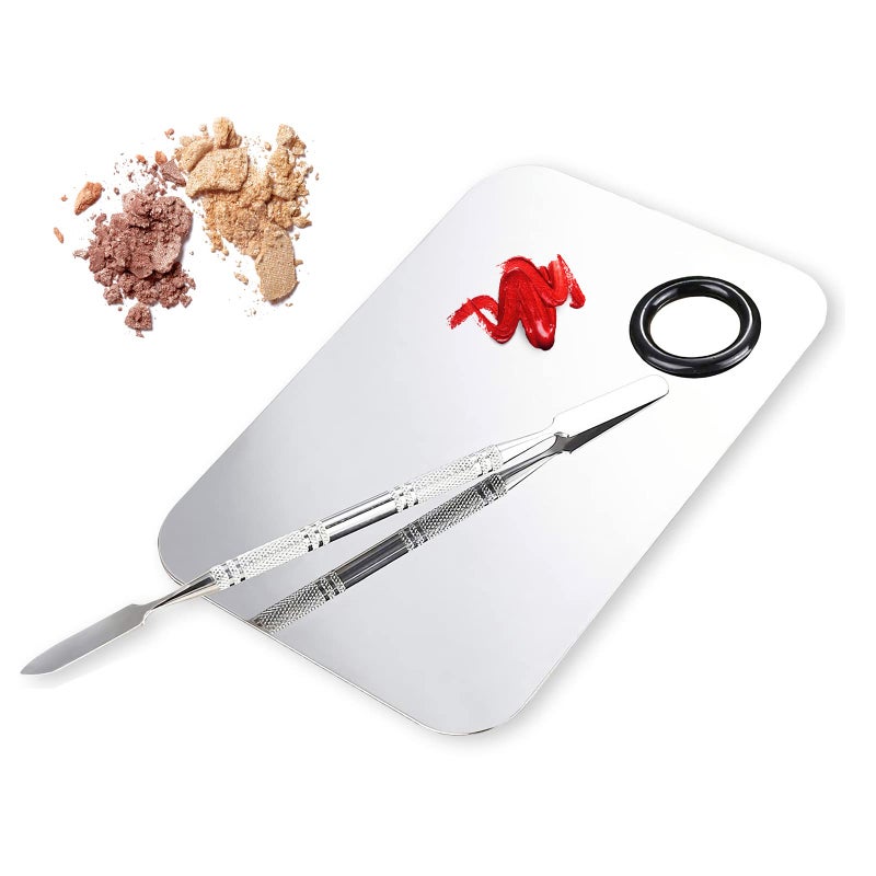 ALIOBC Makeup Mixing Palette, Upgrad Stainless Steel Metal Mixing Tray with Spatula Artist Tool for Mixing Foundation Nail-Art - Image 1