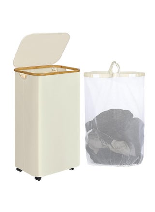 iEGrow Laundry Basket with Wheels, 110L Clothes Hamper for Laundry, Laundry Hamper with Lid and Inner Bag, for Laundry Room, Bedroom, Dormitory Storage,Beige - pzsku/Z9864E5C6794A9C27C718Z/45/1747739369/baa12a81-01ae-4f1e-99aa-59c3fdb1c3a4
