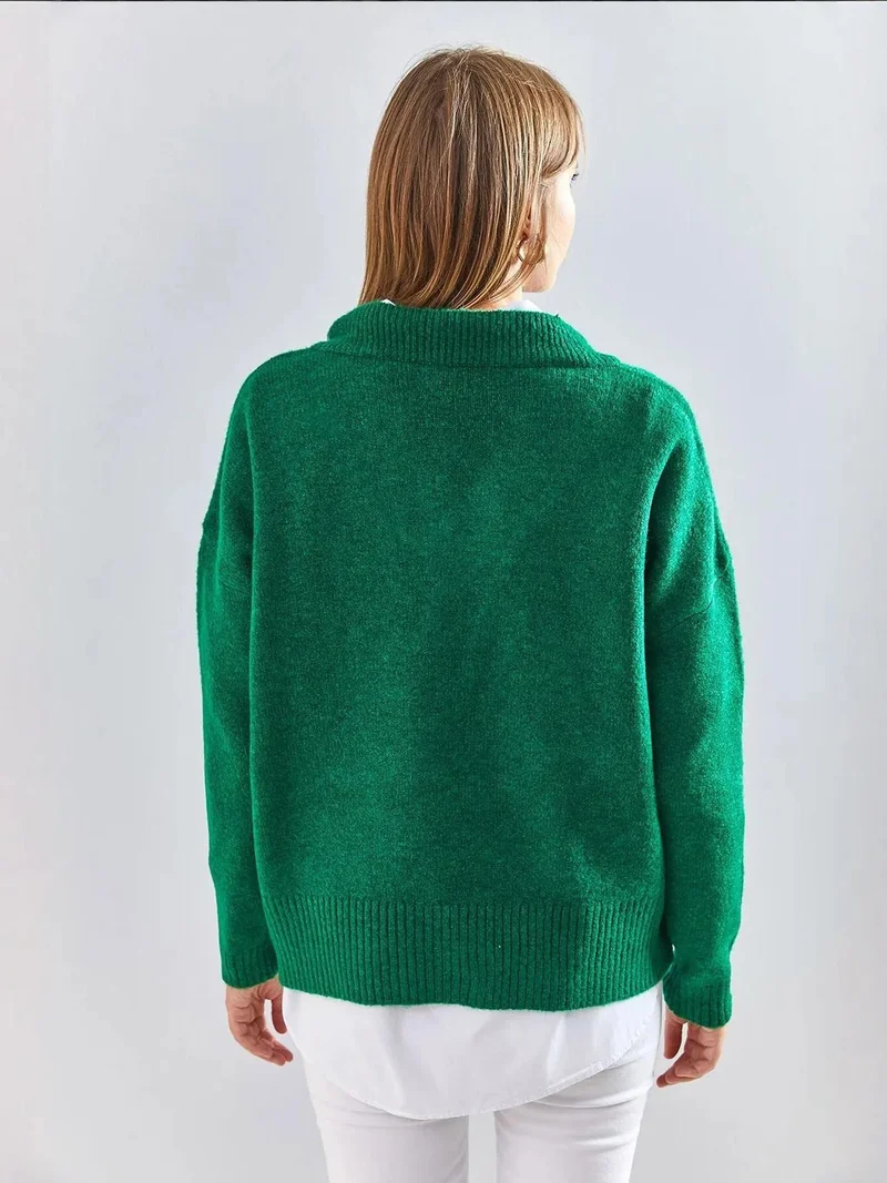Bianco Lucci LUCCI V-Neck Long Sleeve Sweater