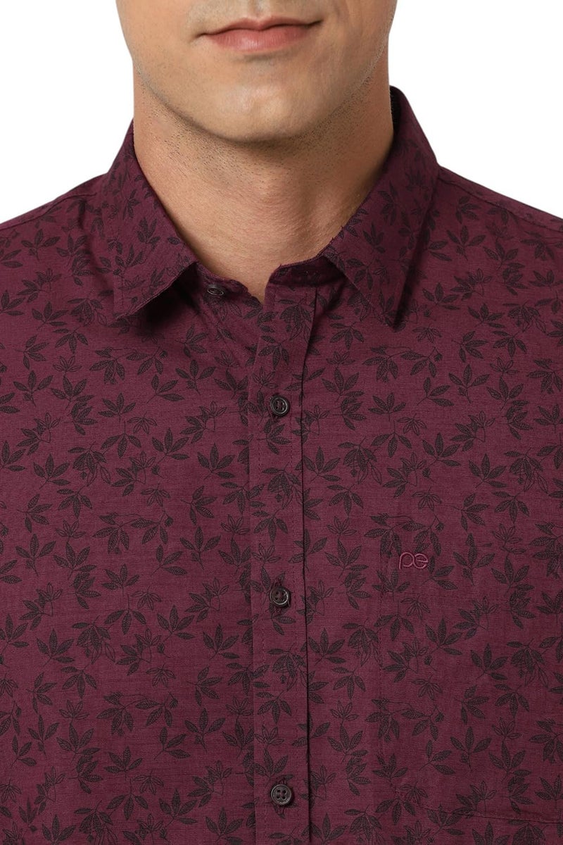 Peter England Men's Cotton Slim Fit Shirt (PCSFLSLPV00805_Maroon, 42) - Image 4