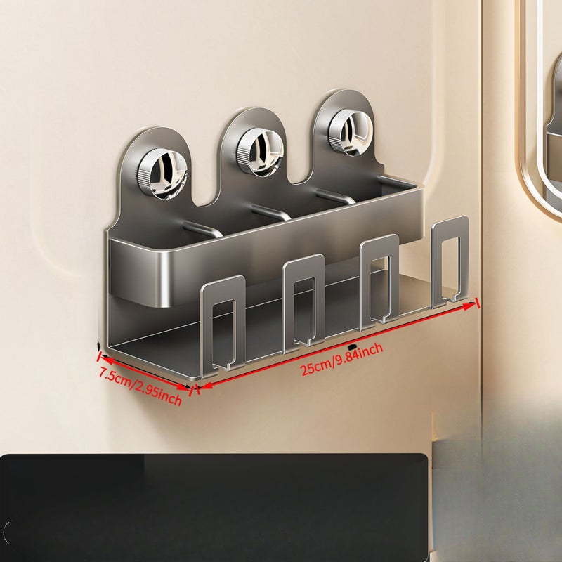 White Wall Mounted Toothbrush Holder 3 Slot With Cup Rack No Drilling - Image 4