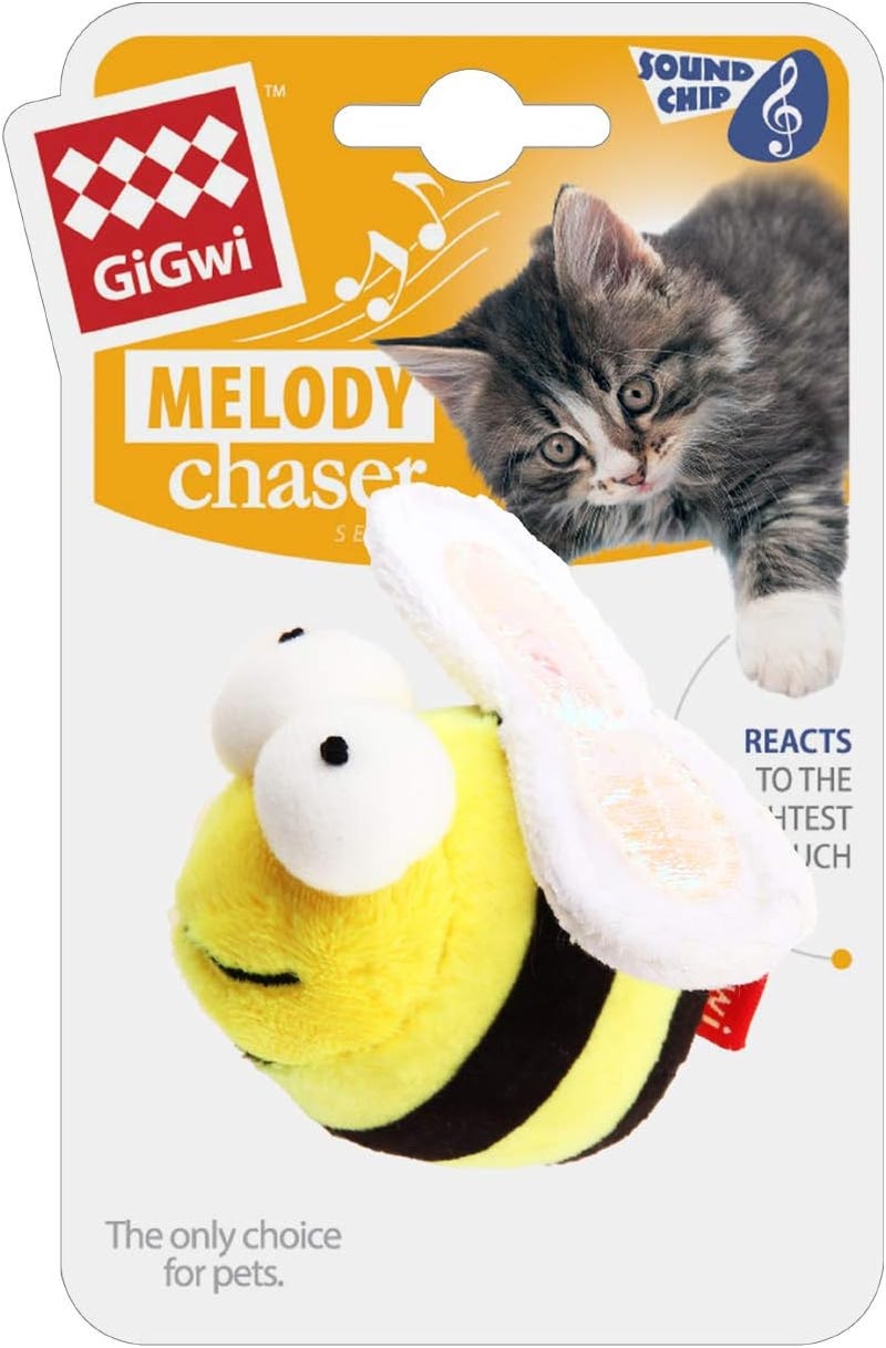GiGwi Bee Melody Chaser Cat Toy - Plush Interactive Toy with Sound - Image 4