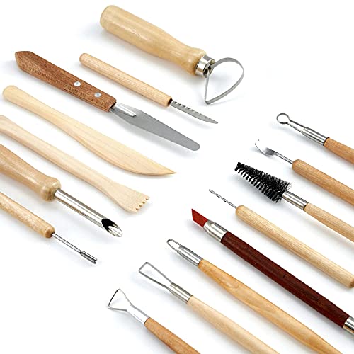 TEMONTIAN Pottery Tool Kit，Clay Sculpting Tools,43 Pcs Double Sided Pottery Wheel Tools for Adults，Pottery Carving Tools，Pottery Kiln Tools at Home，Ceramics Tools Set with Carrying Case Bag and Apron - Image 3