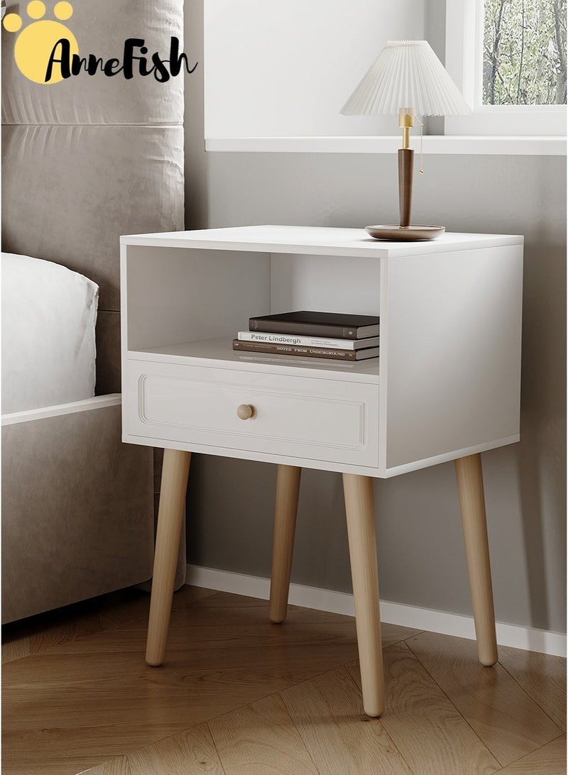 AnneFish 45*34*60cm Nightstand with Drawer Home Bedside Table 2-Tier Modern Nightstands End Coffee Table with Open Storage Shelf for Bedrooms - Image 4