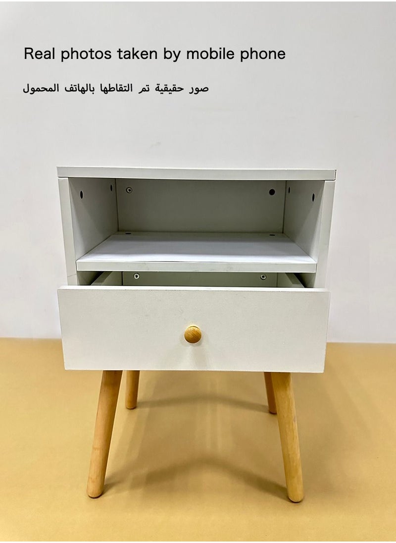 آن فش - طاولة بجانب السرير بمقاس 45*35*60 سم مع درج، طاولة بجانب السرير، طاولة قهوة جانبية حديثة من طبقتين مع رف تخزين مفتوح لغرف النوم - Image 1