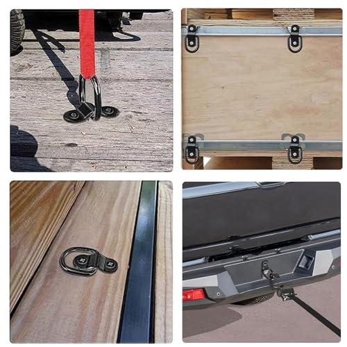 VEEBELL 24 Pack D Rings Tie Down Anchors Hooks Heavy Duty 1/4" Trailer Anchor Lashing Rings 2400 lbs for Trailer Truck Bed Cargo Bracket Enclosed Points Pickup Camper Tie Down Straps - Image 5